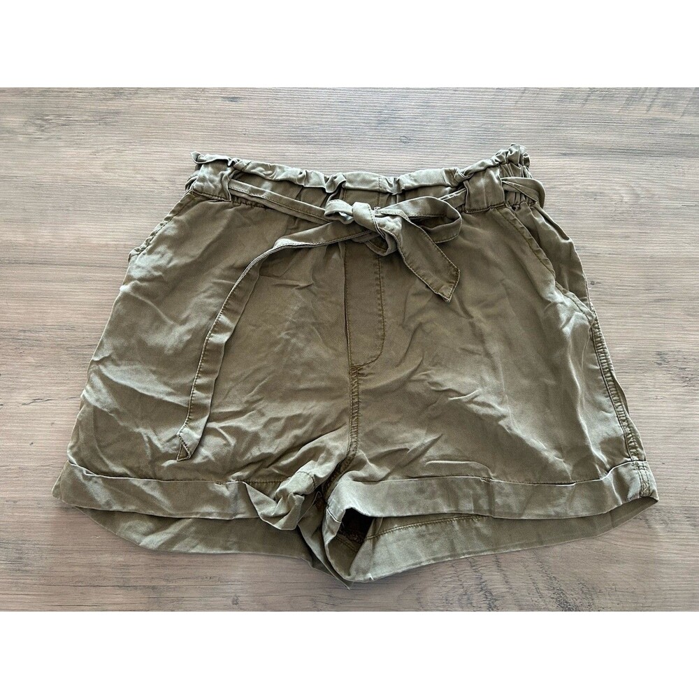 Pistola High Rise Paperbag Shorts Womens Size S Olive Green Tie Waist